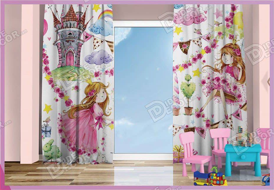 پرده پانچ مخمل چاپی کودک کد K-88