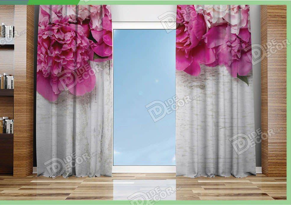 پرده پانچ مخمل چاپی طرح و مدل گل دار کد M-115