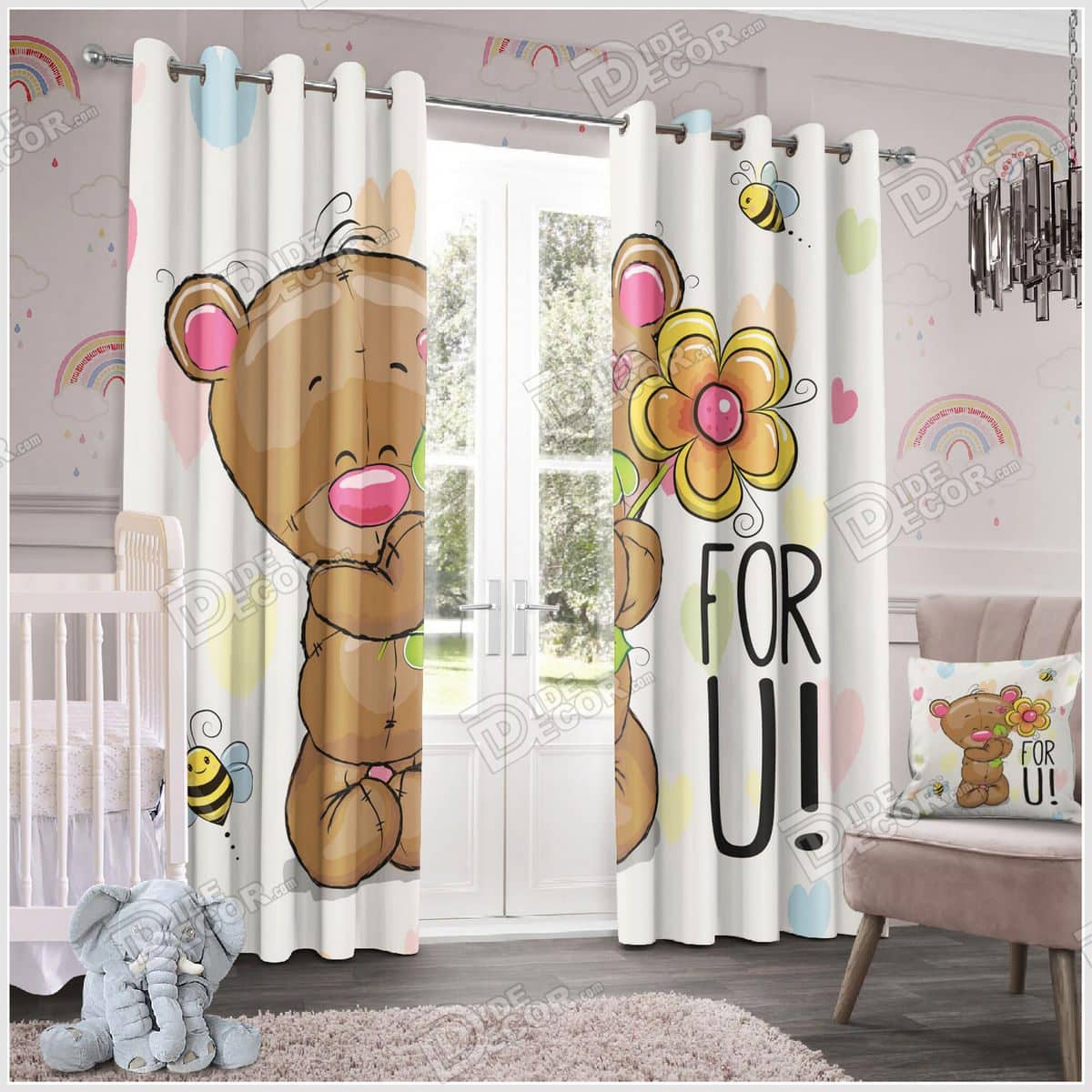 پرده پانچ مخمل چاپی کودک کد PKP-39