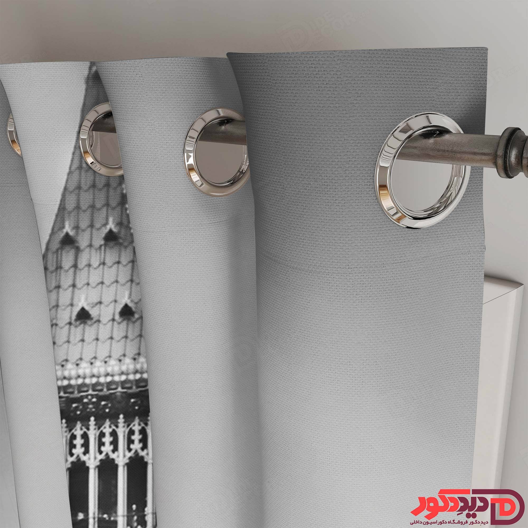 پرده پانچ مخمل چاپی طرح و مدل منظره کد M-23