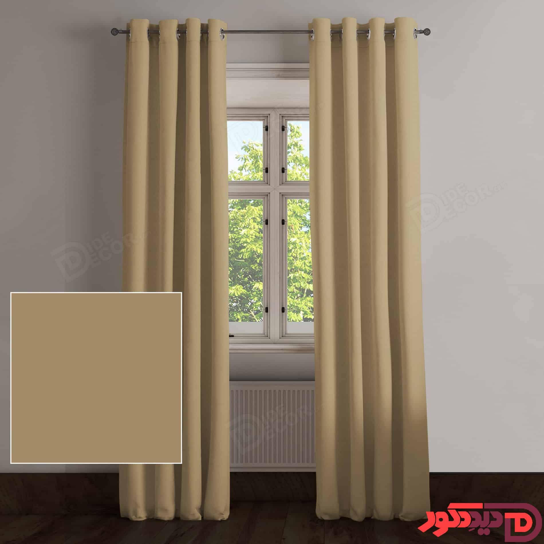 پرده پانچ کتان نخودی تیره کد 65241
