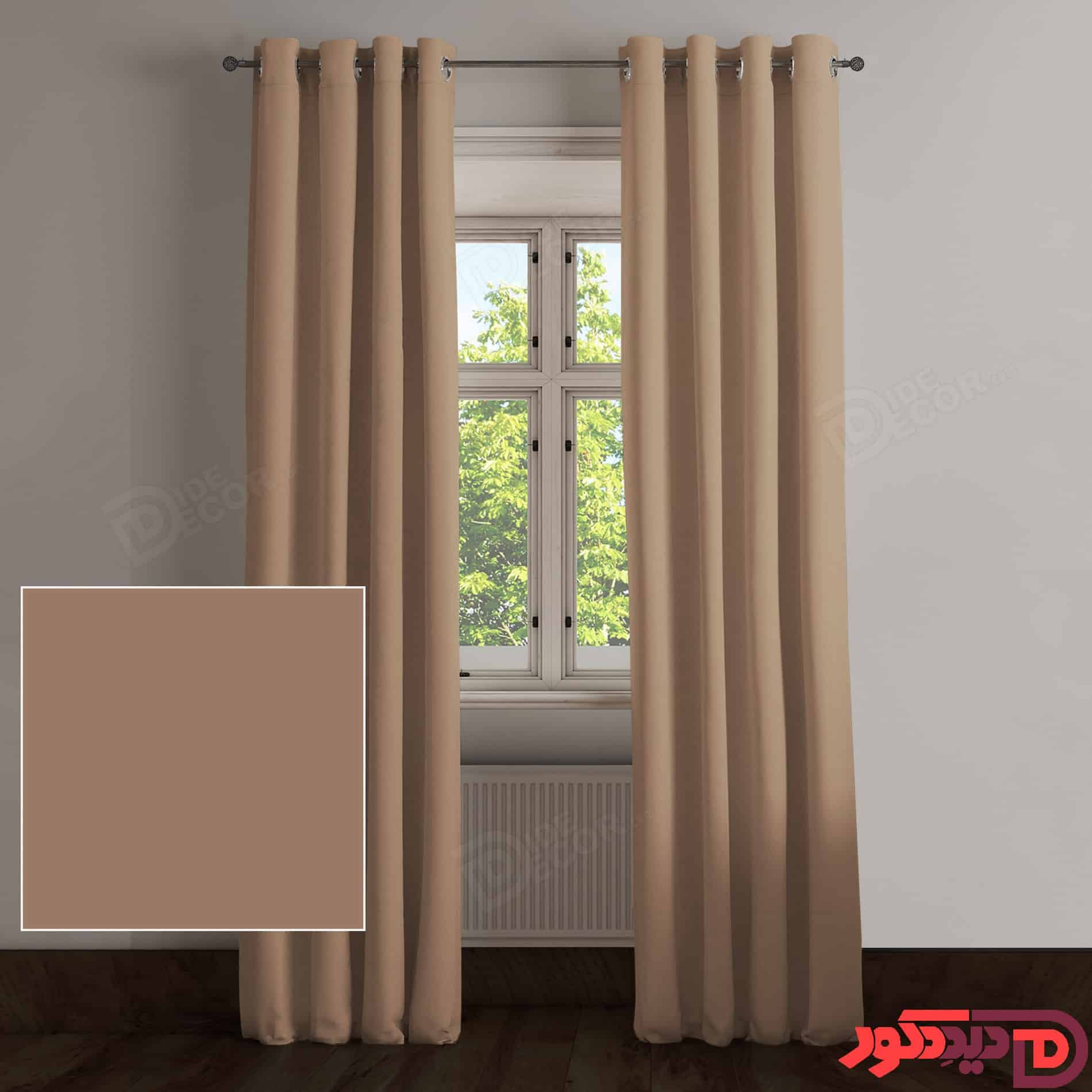 پرده پانچ کتان رنگ کرم تیره بژ نسکافه ای کد 65222