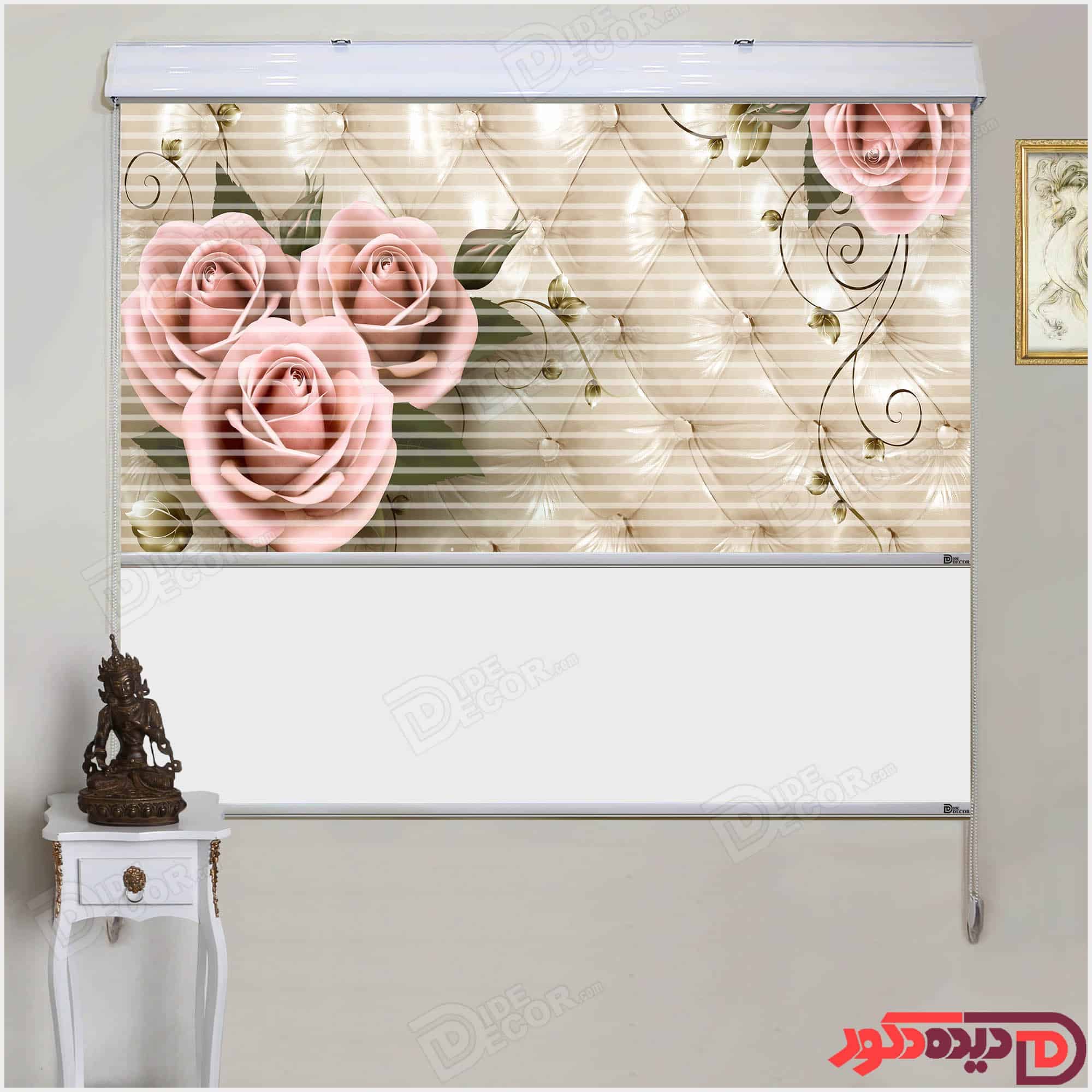 پرده زبرا دومکانیزم گل رز 3DF-115 3DP-115