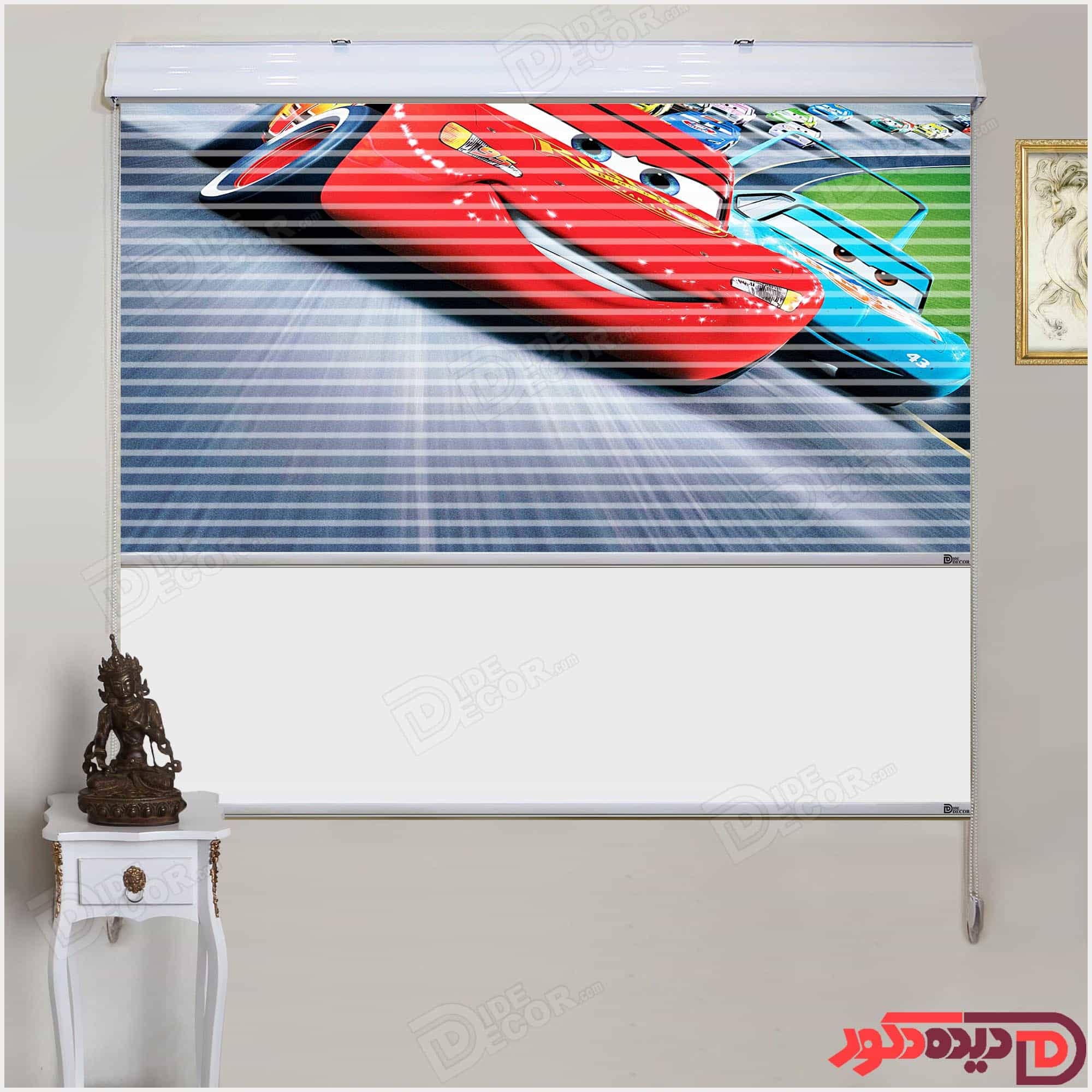 پرده زبرا دومکانیزه کارتون انیمیشن ماشین مسابقه ای مک کویین کد KZD-012-B