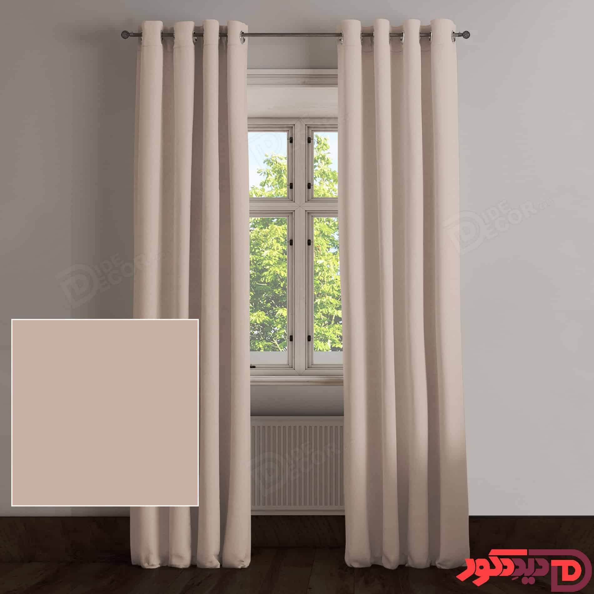 پرده پانچ کتان کرم تیره کد 65032