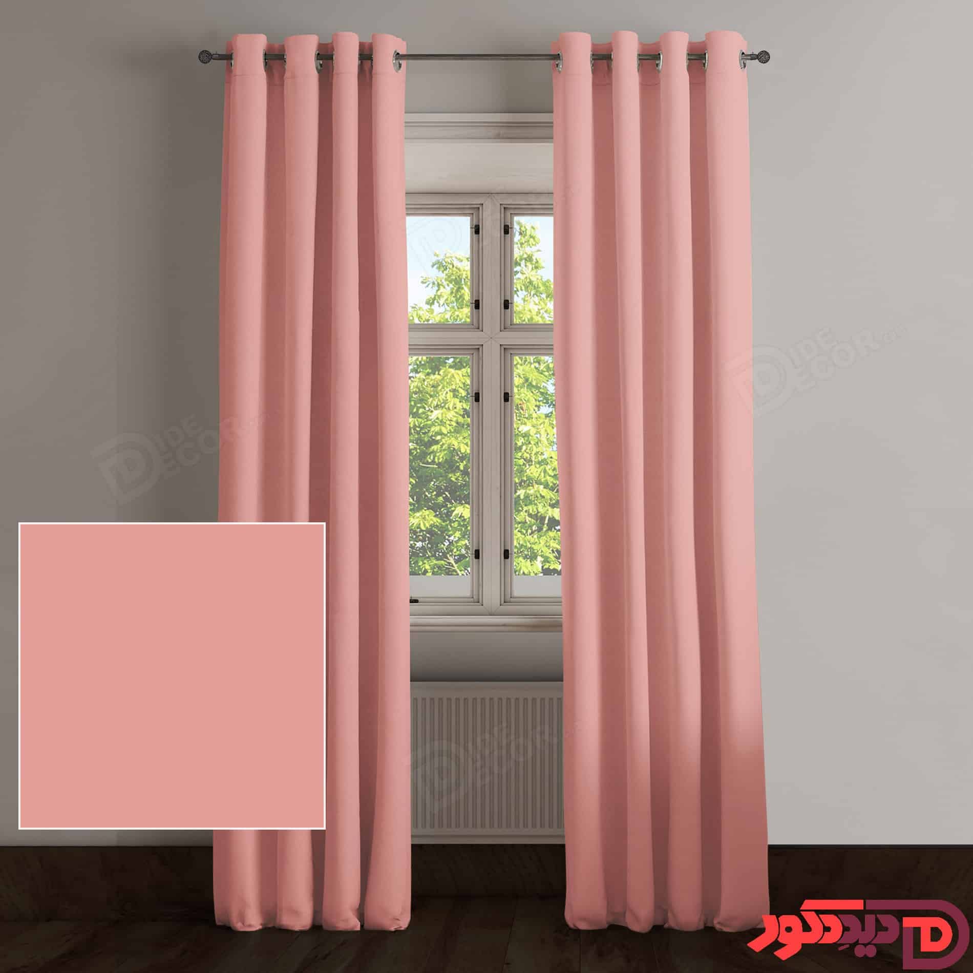 پرده پانچ کتان صورتی کد 2517