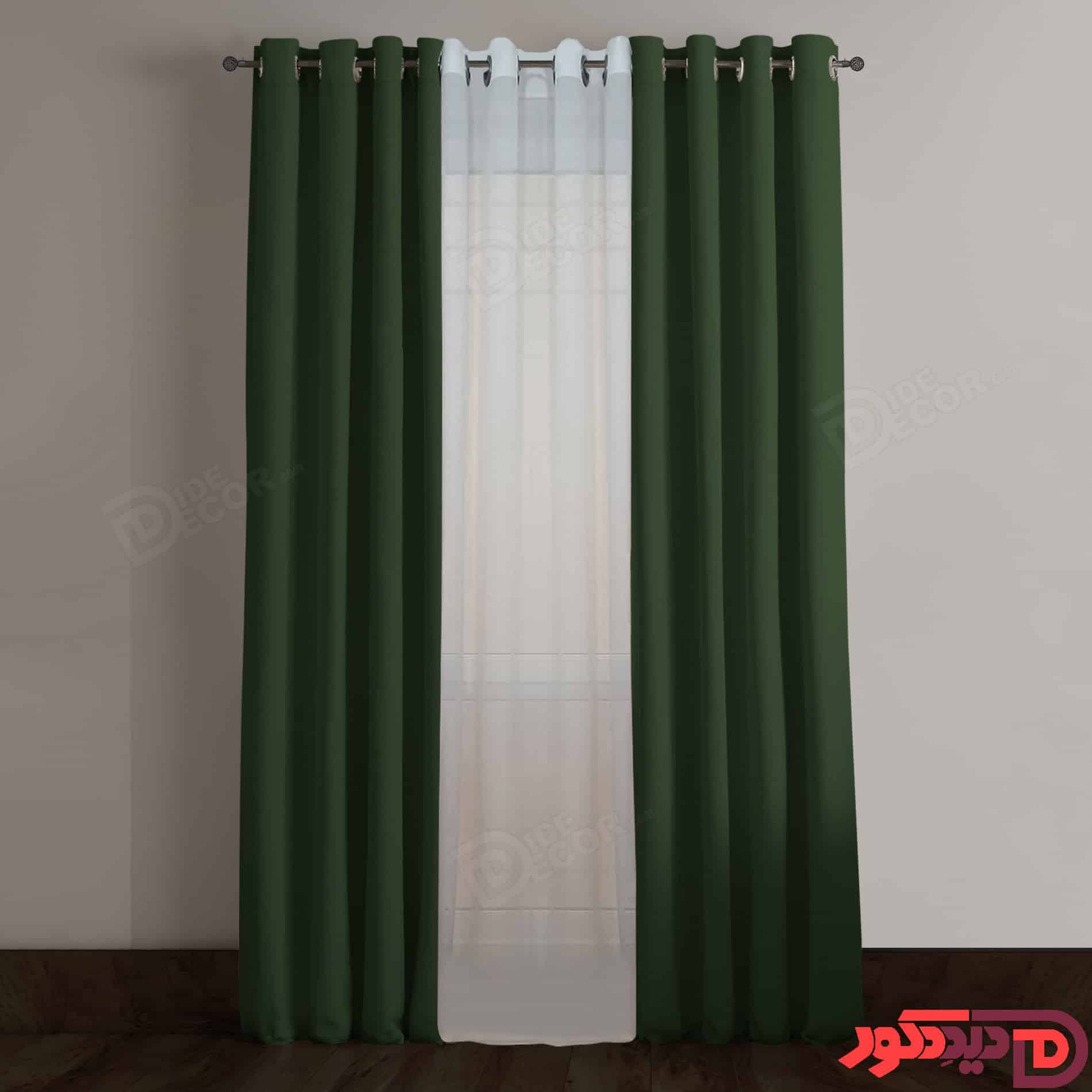 پرده پانچ کتان ترک سبز پررنگ کد 263257 588