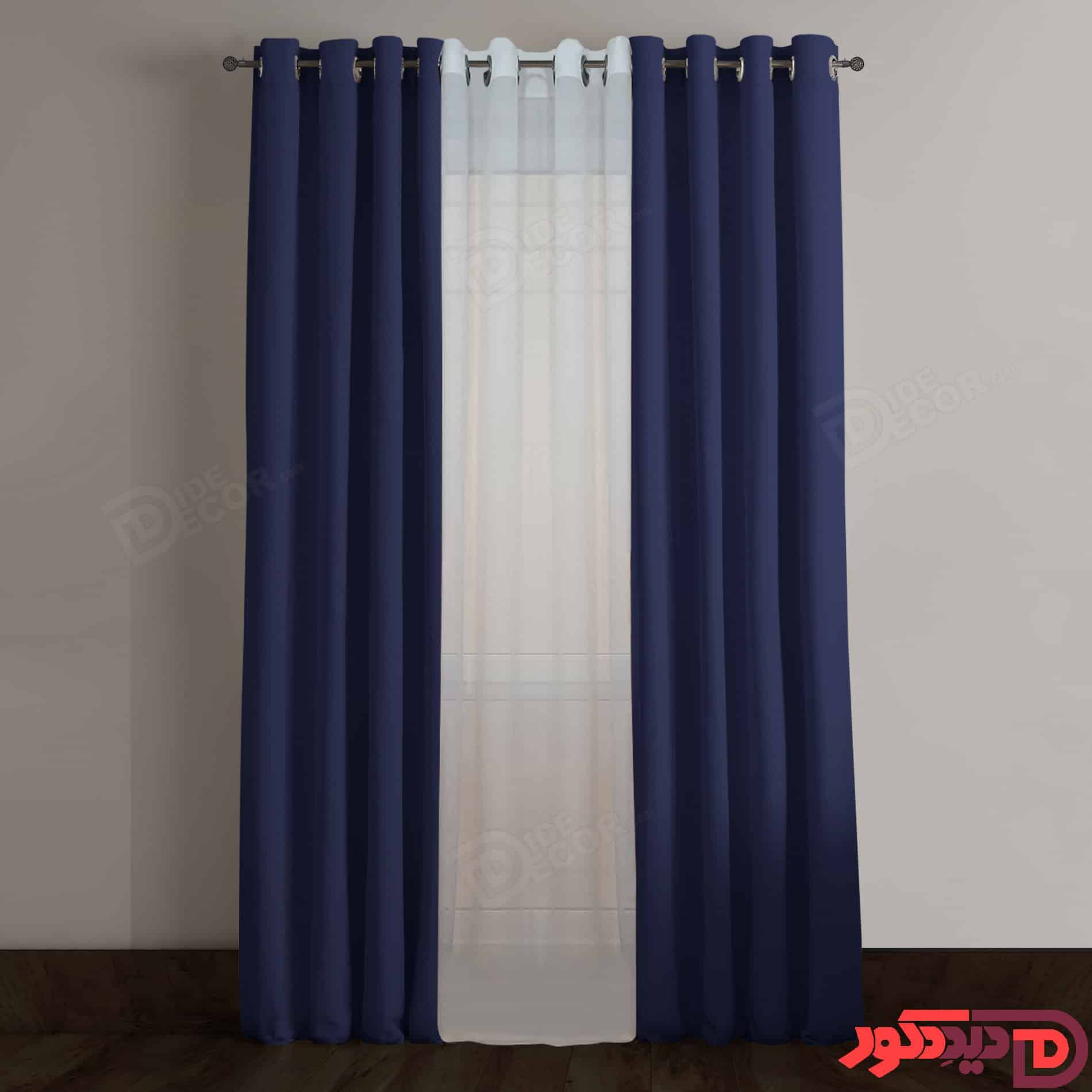 پرده پانچ کتان ترک ابی نفتی تیره کد 264201
