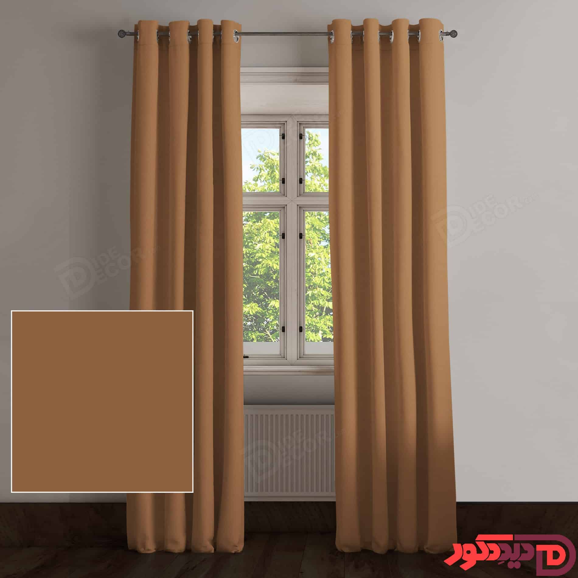پرده پانچ کتان قهوه ای کد 65058