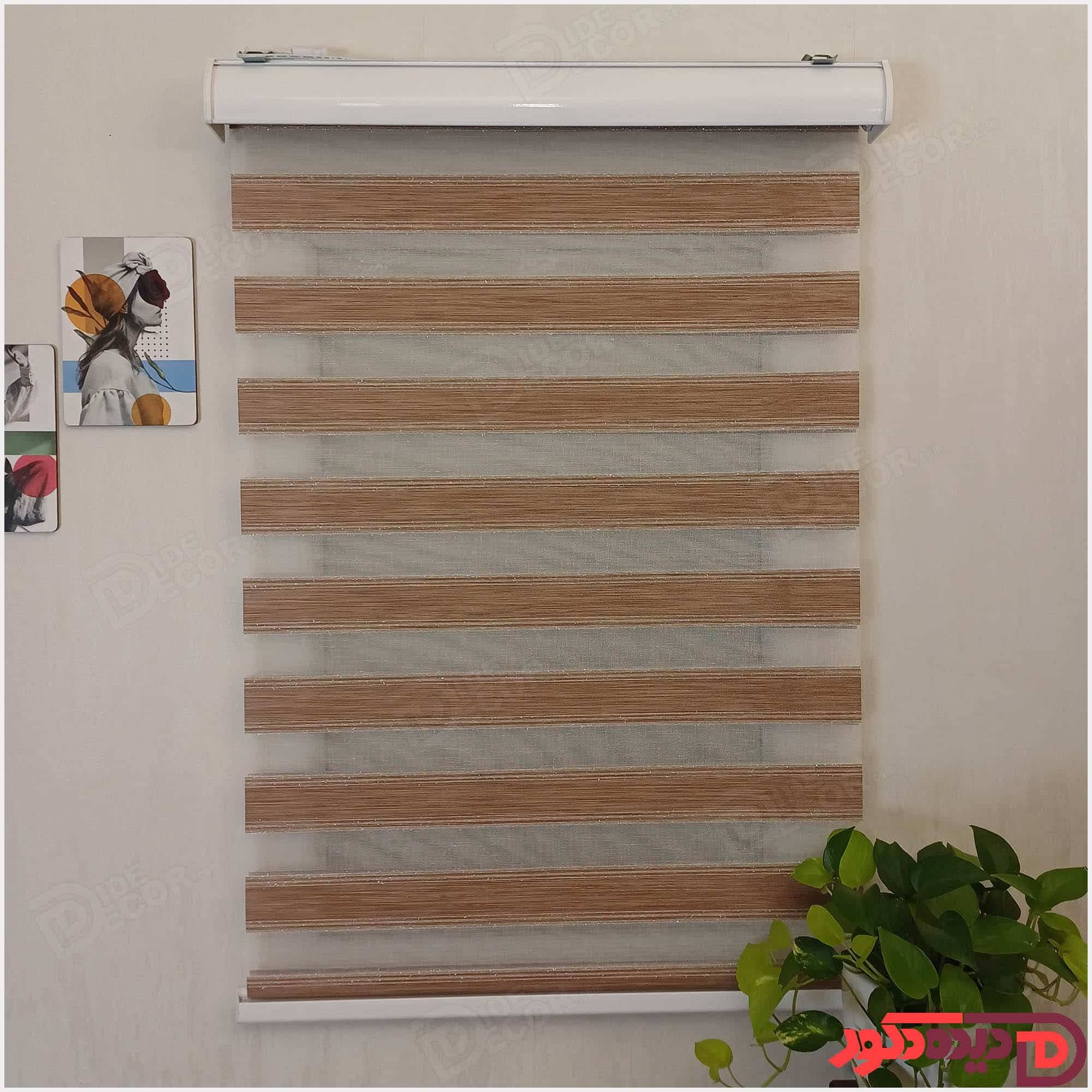 پرده زبرا ساده قهوه ای لمه نقره ای کد B-2025-05