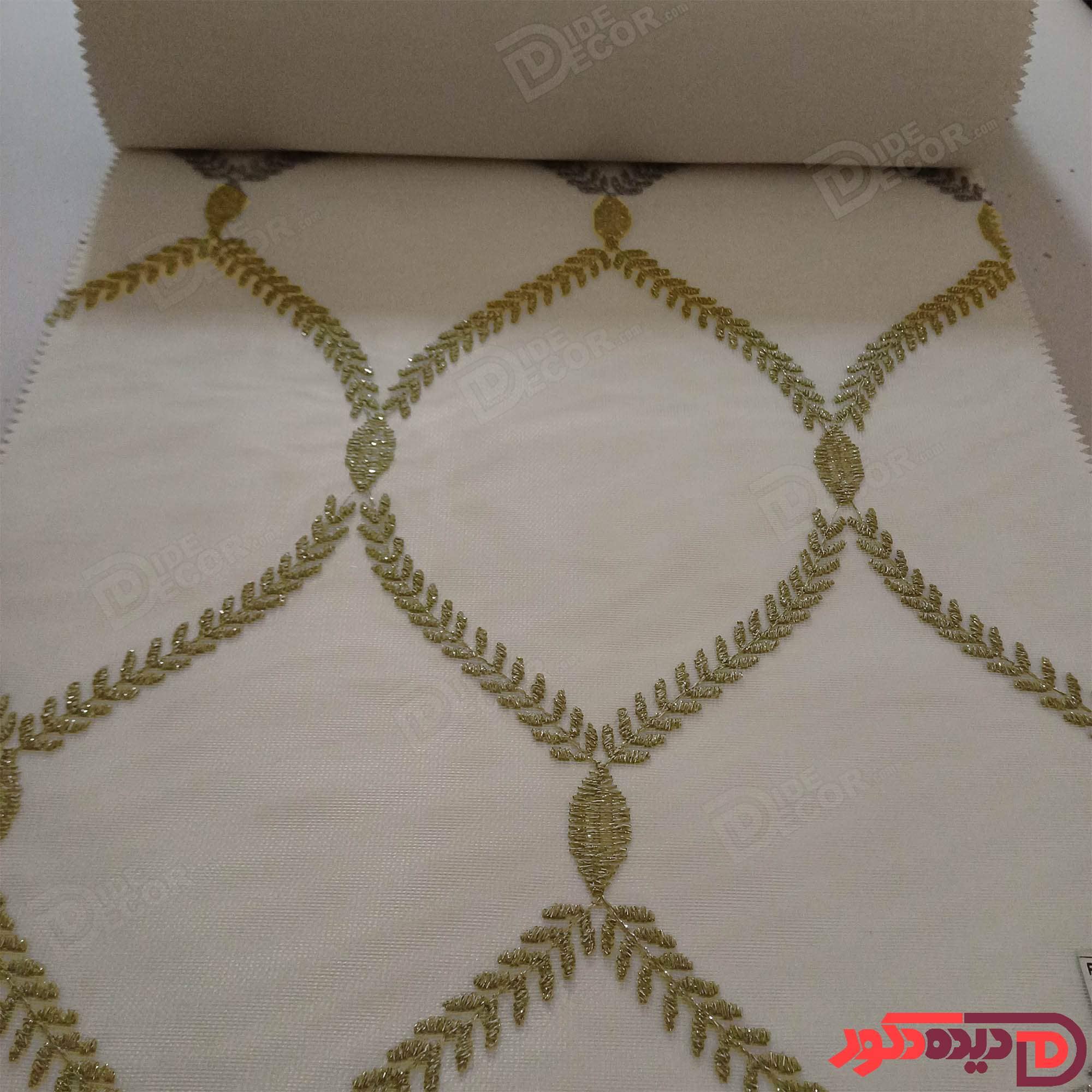 پرده شب و روز گل‌دوزی برجسته طلایی کد GL10C