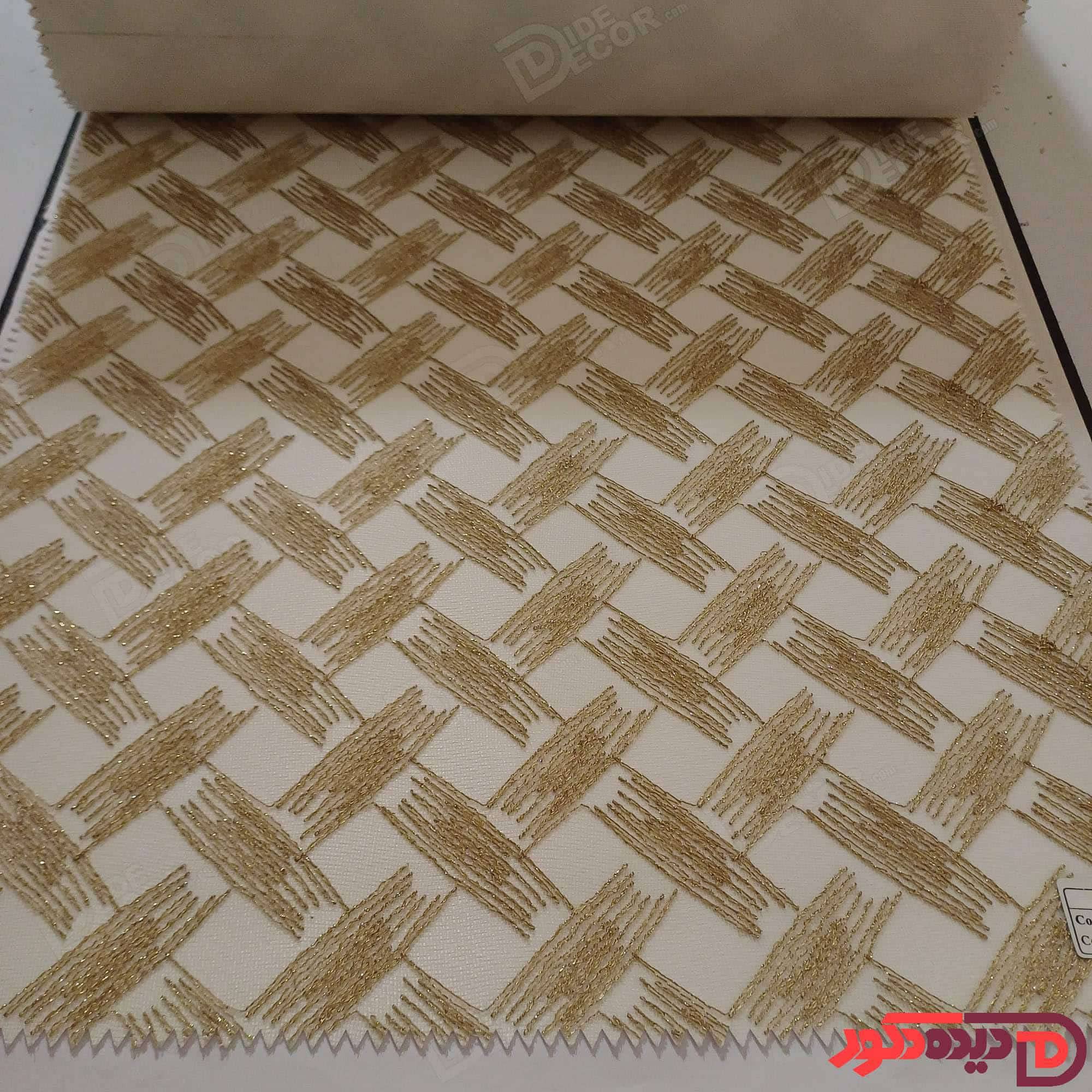 پرده شب و روز گل‌دوزی برجسته طلایی تیره کد GL14C