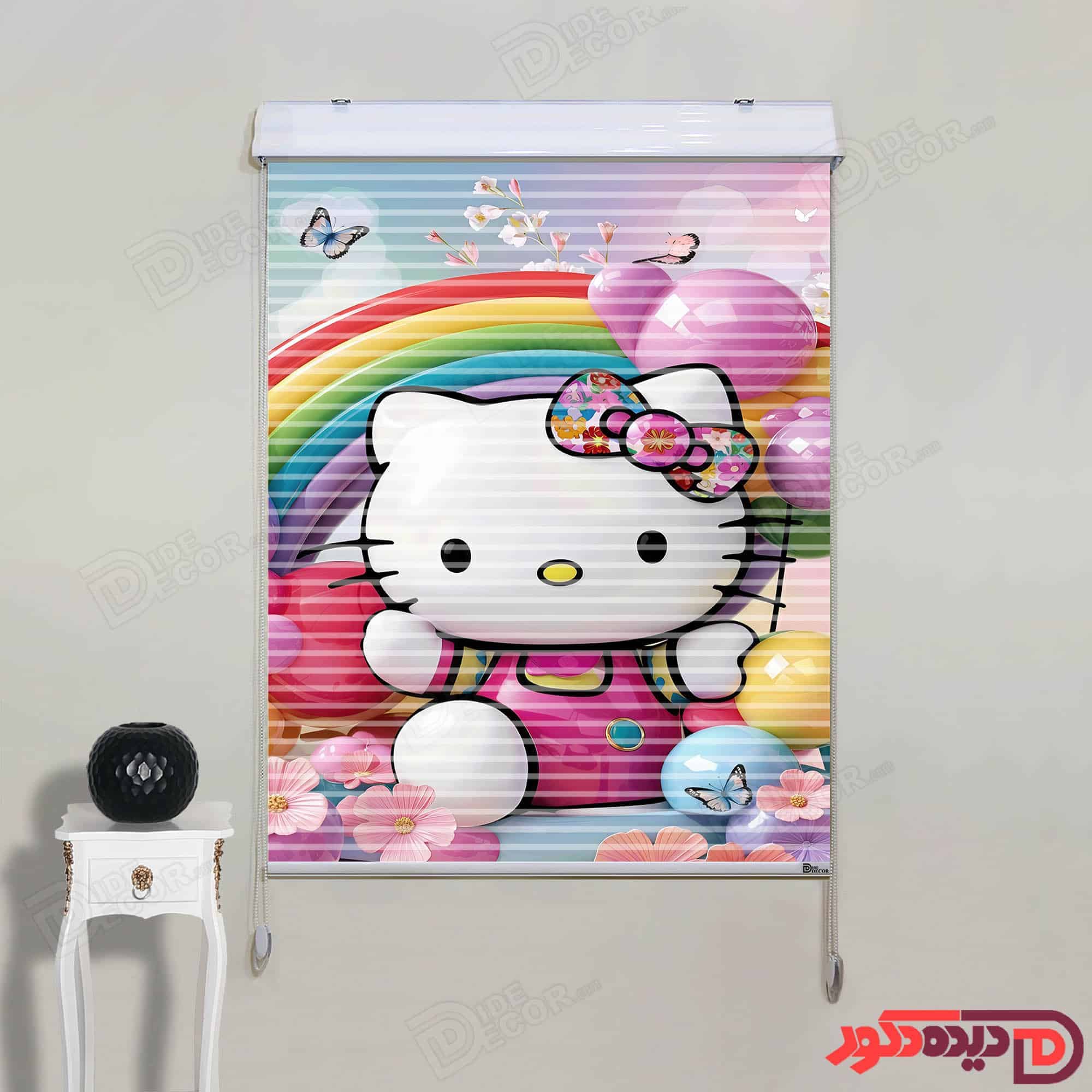 پرده زبرا دومکانیزم کارتون هلو کیتی سه بعدی hello kitty کد KZD-029