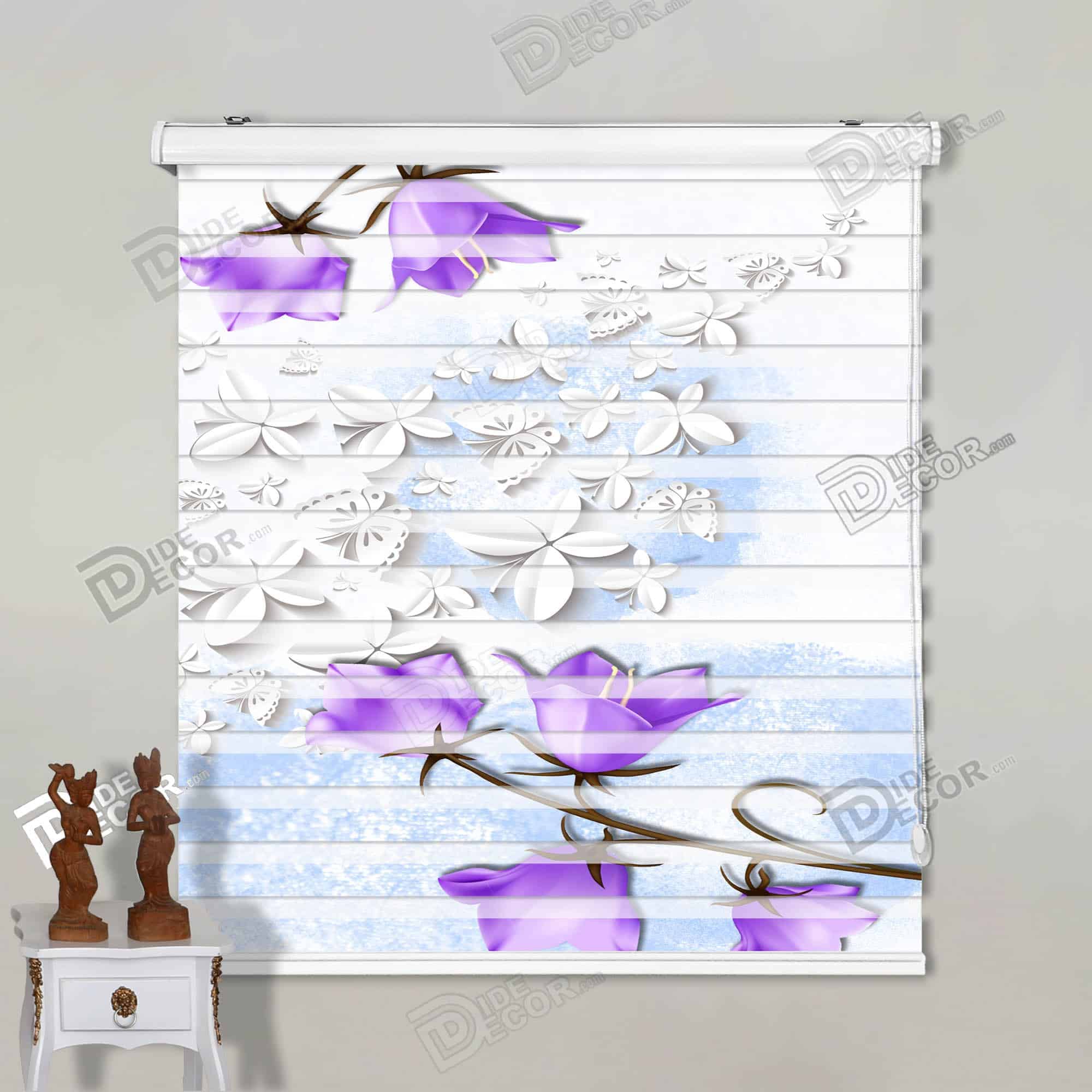پرده زبرا تصویری بنفشه سه بعدی پروانه کد 3df-040