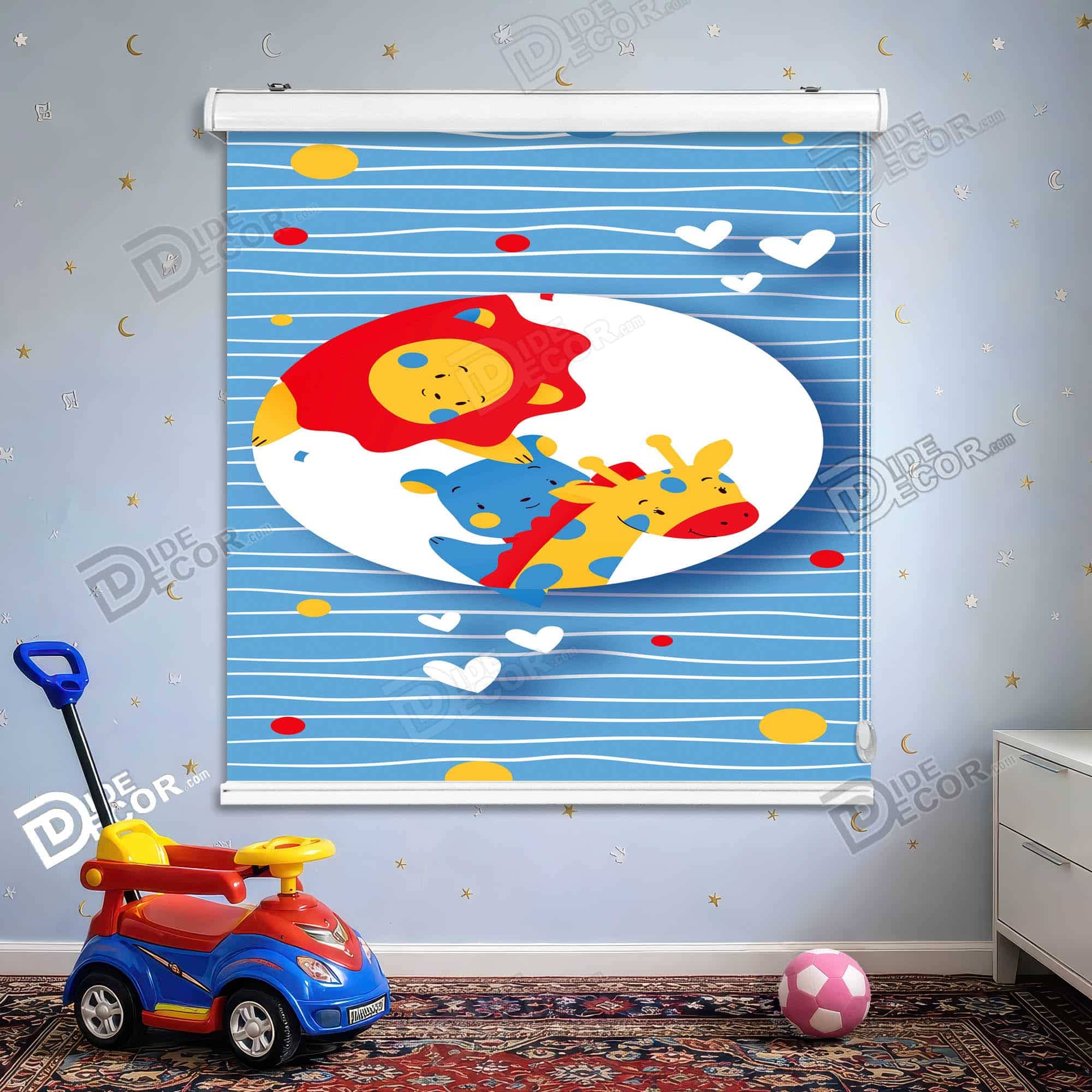 پرده شید طرح کودک حیوانات آبی زرد کد SK-51