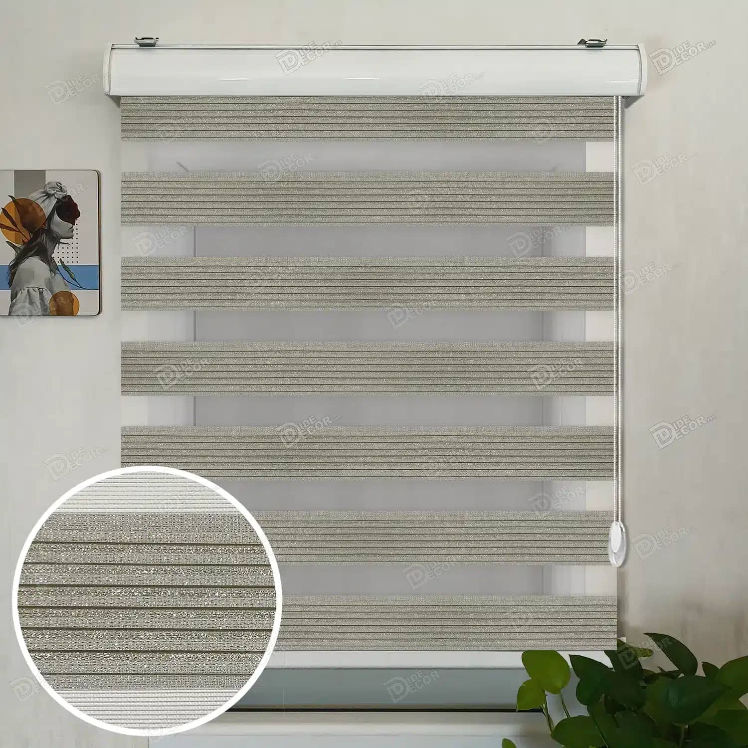 پرده زبرا  پلیسه ریز رنگ طلایی با لمه طلایی کد T2530