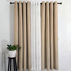 پرده پانچ کتان ساده و تک رنگ