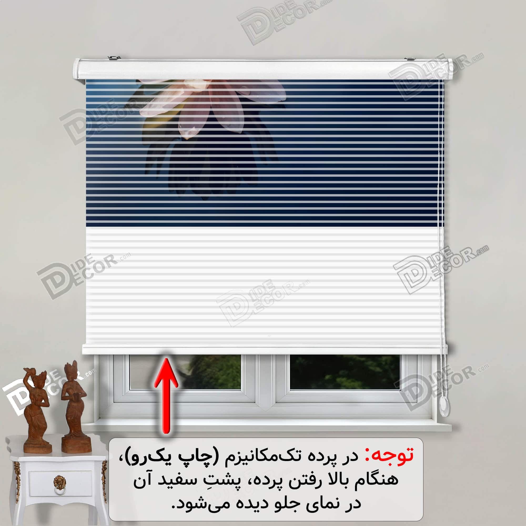 پرده زبرا تصویری چاپی گلدار گل نیلوفرآبی یا لوتوس در آب مرداب کد 3DF-126