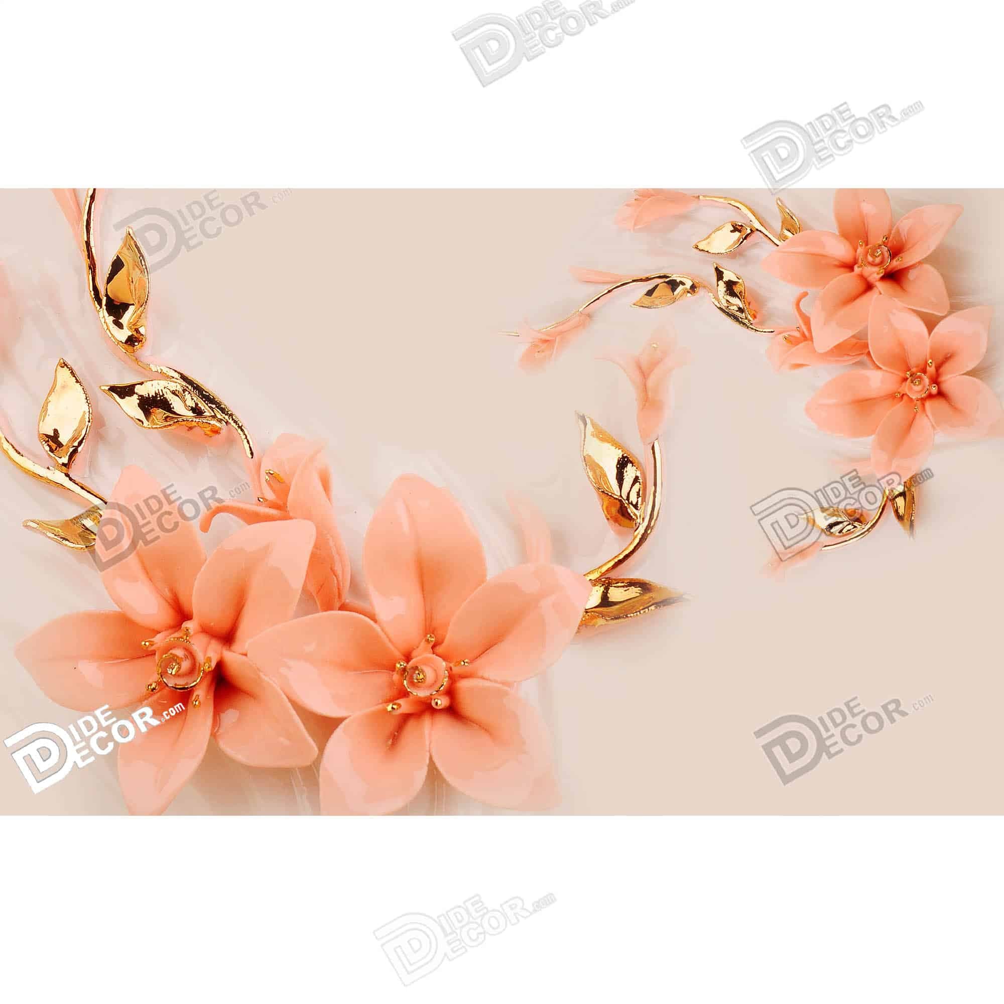 گل شیپوری گلبهی نارنجی با برگ طلایی 3DF-008