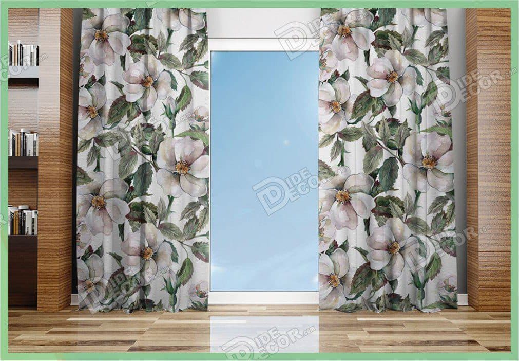 پرده پانچ مخمل چاپی طرح و مدل گل دار کد M-108
