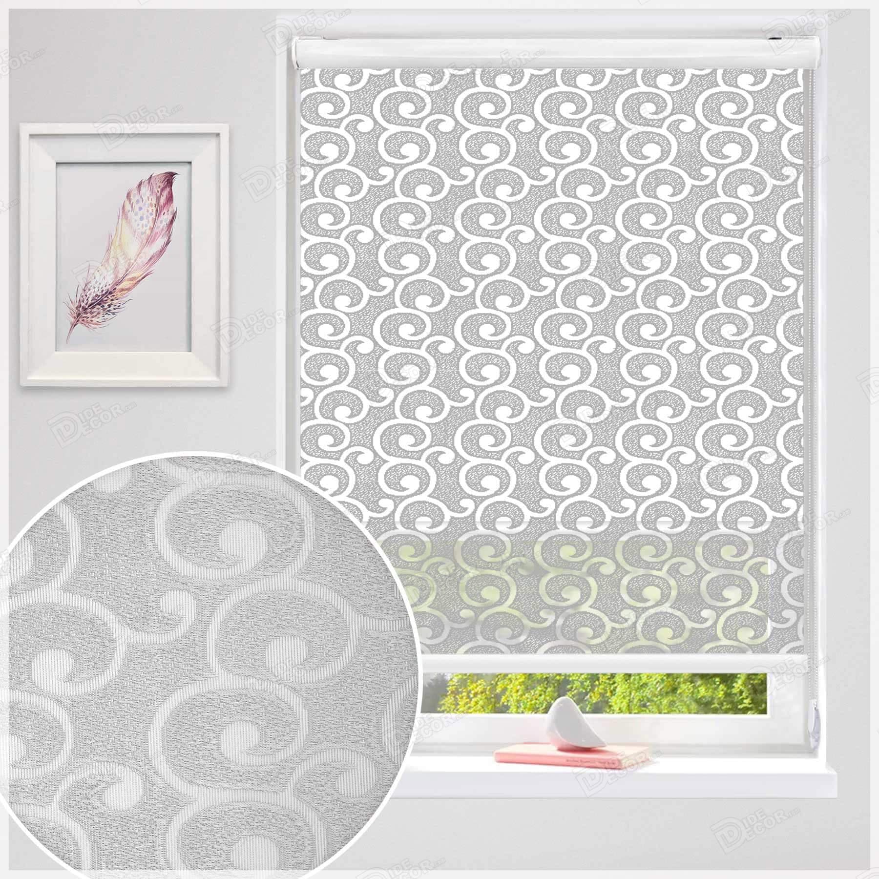 پرده شب و روز راشل طرح دایره حلزونی رنگ طوسی کد 03-3512 gray color double shades blinds