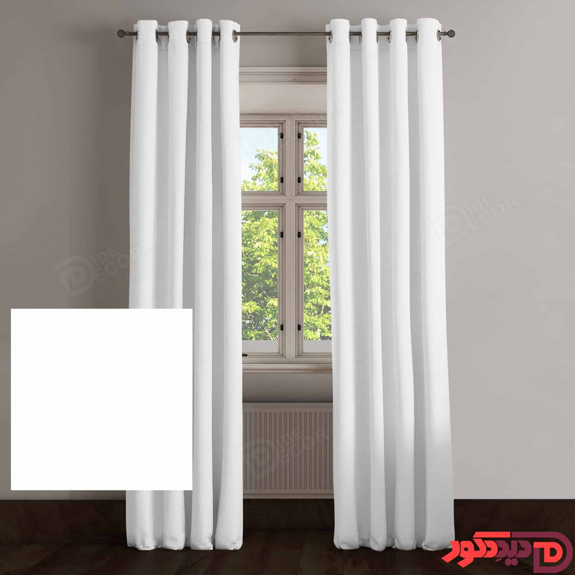 پرده پانچ کتان سفید کد 65202