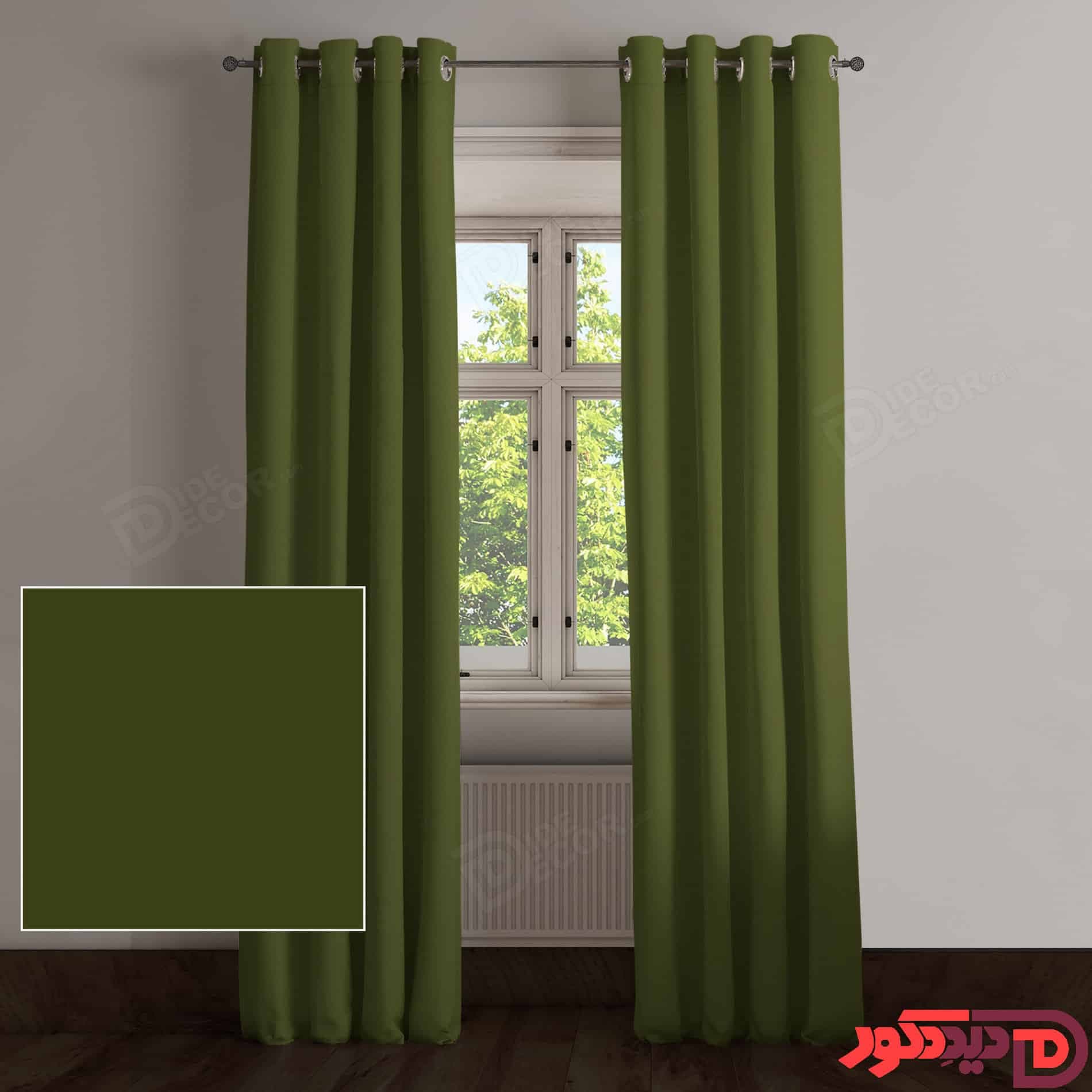 پرده پانچ کتان سبز ارتشی کد 263213
