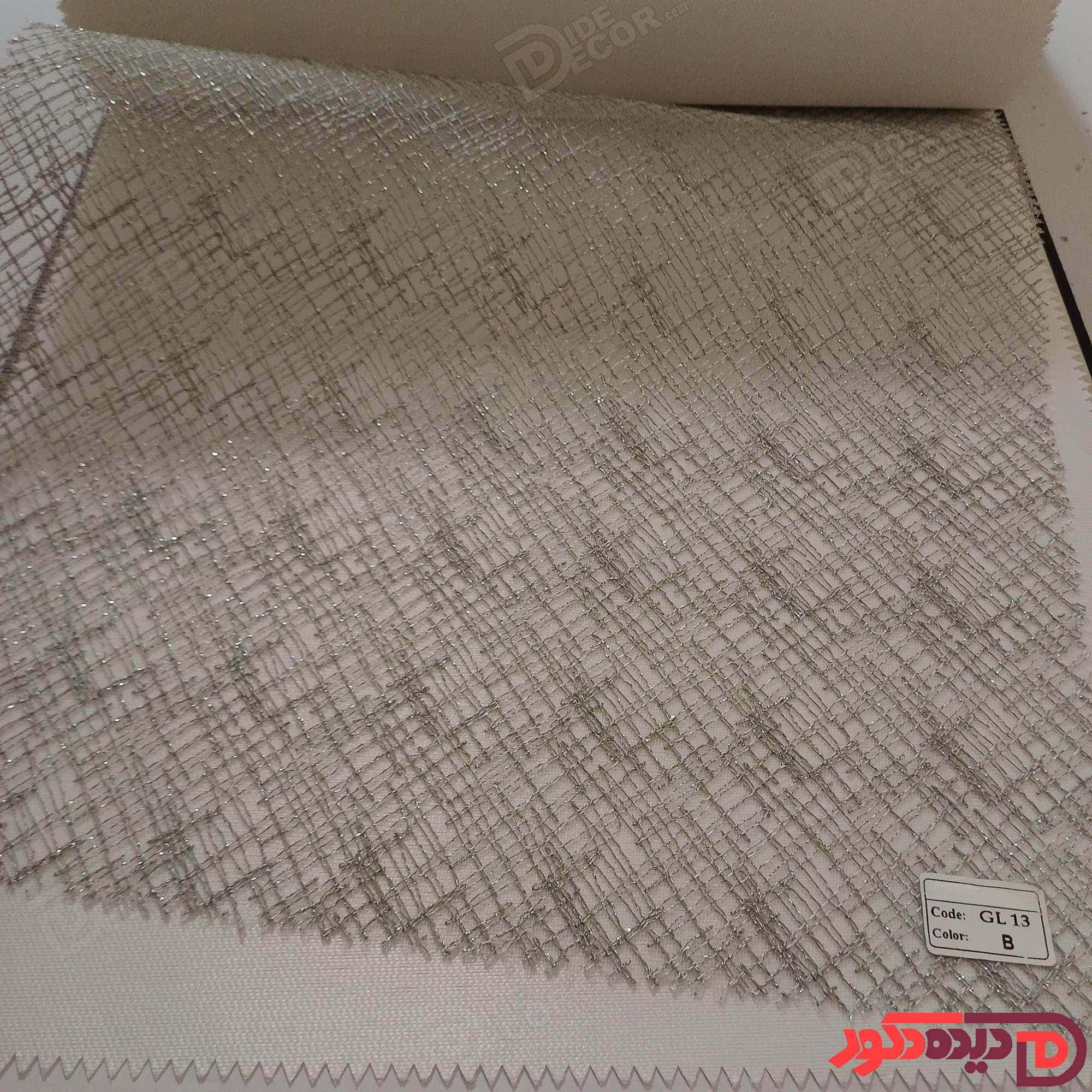 پرده شب و روز گل‌دوزی برجسته طوسی کد GL13B