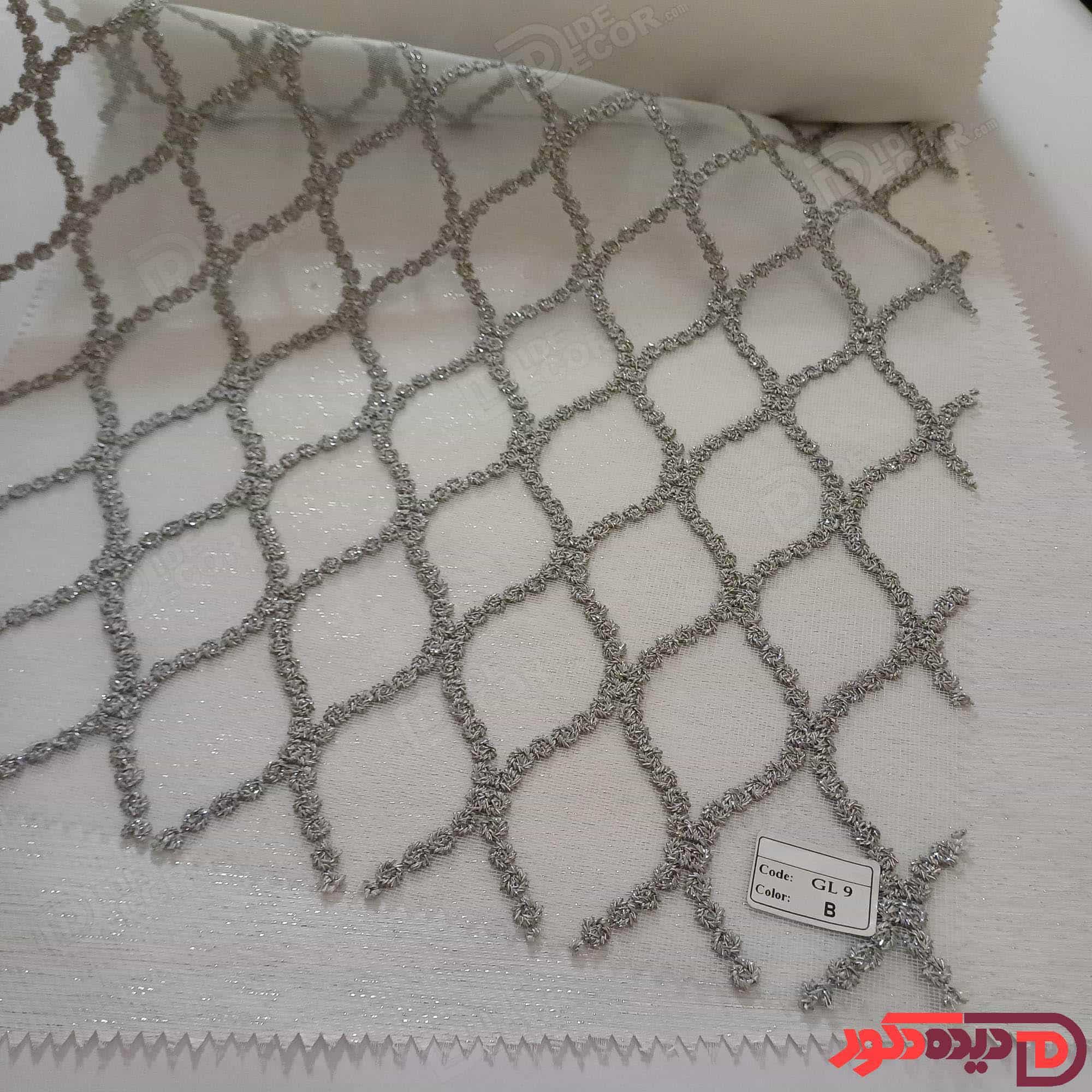 پرده شب و روز گل‌دوزی برجسته طوسی کد GL9B