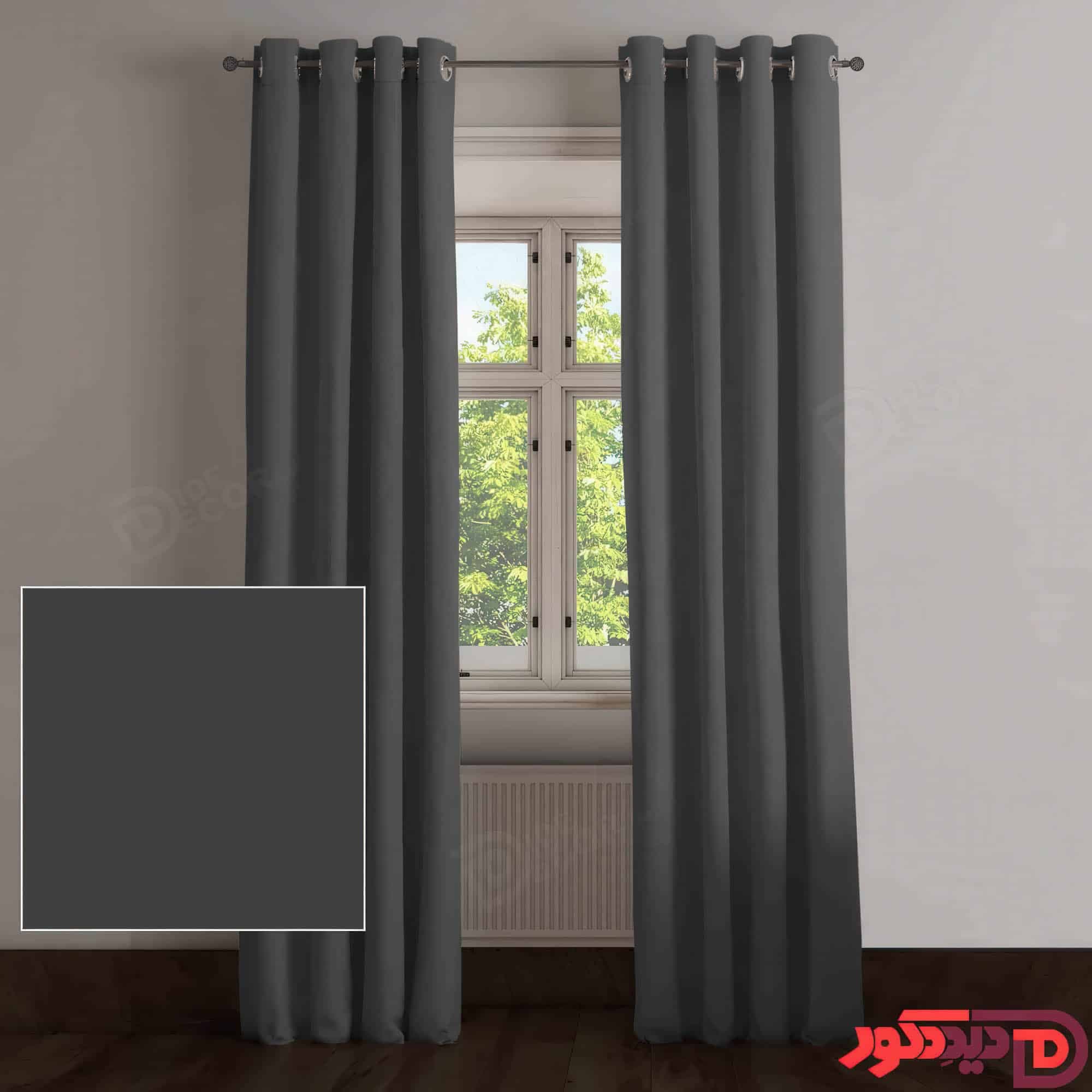 پرده پانچ دودی - خاکستری تیره کد 9406