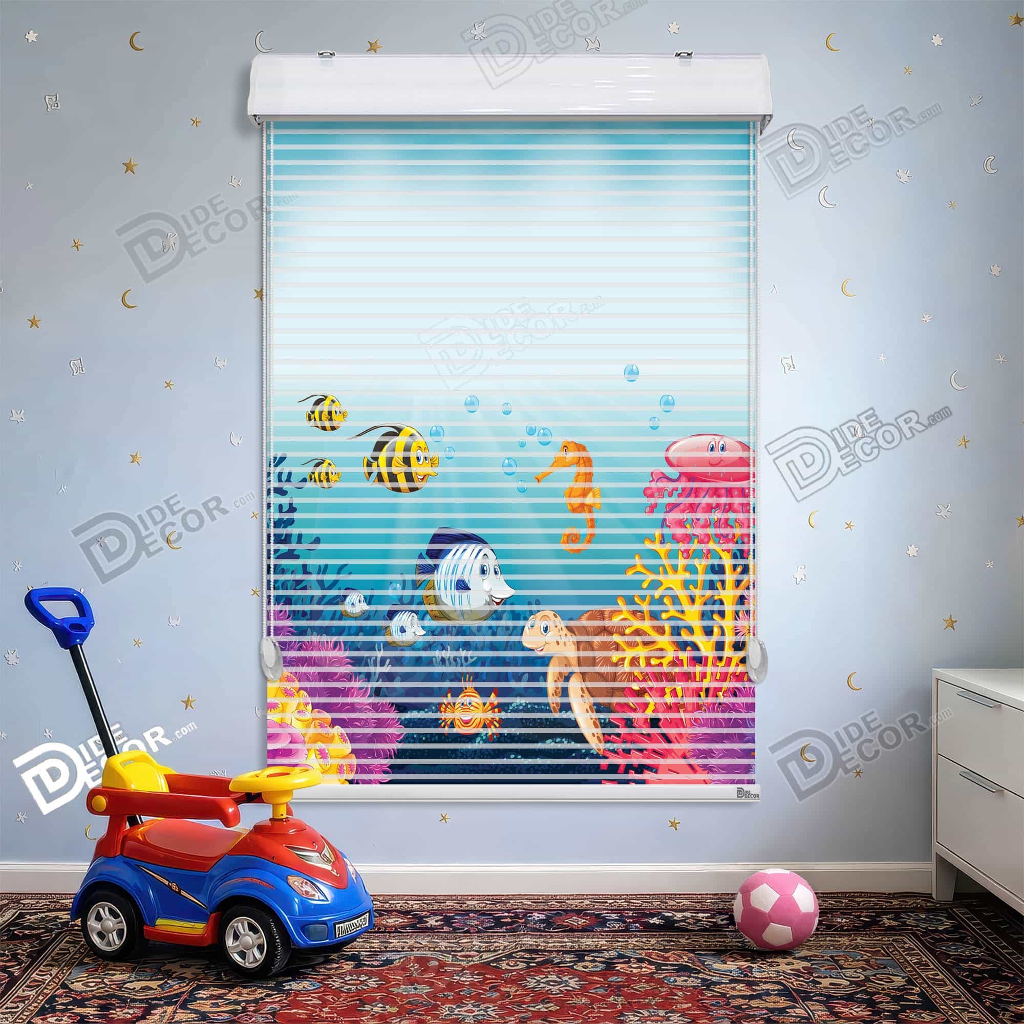 پرده زبرا دومکانیزم کودک طرح اقیانوس کد KD-68