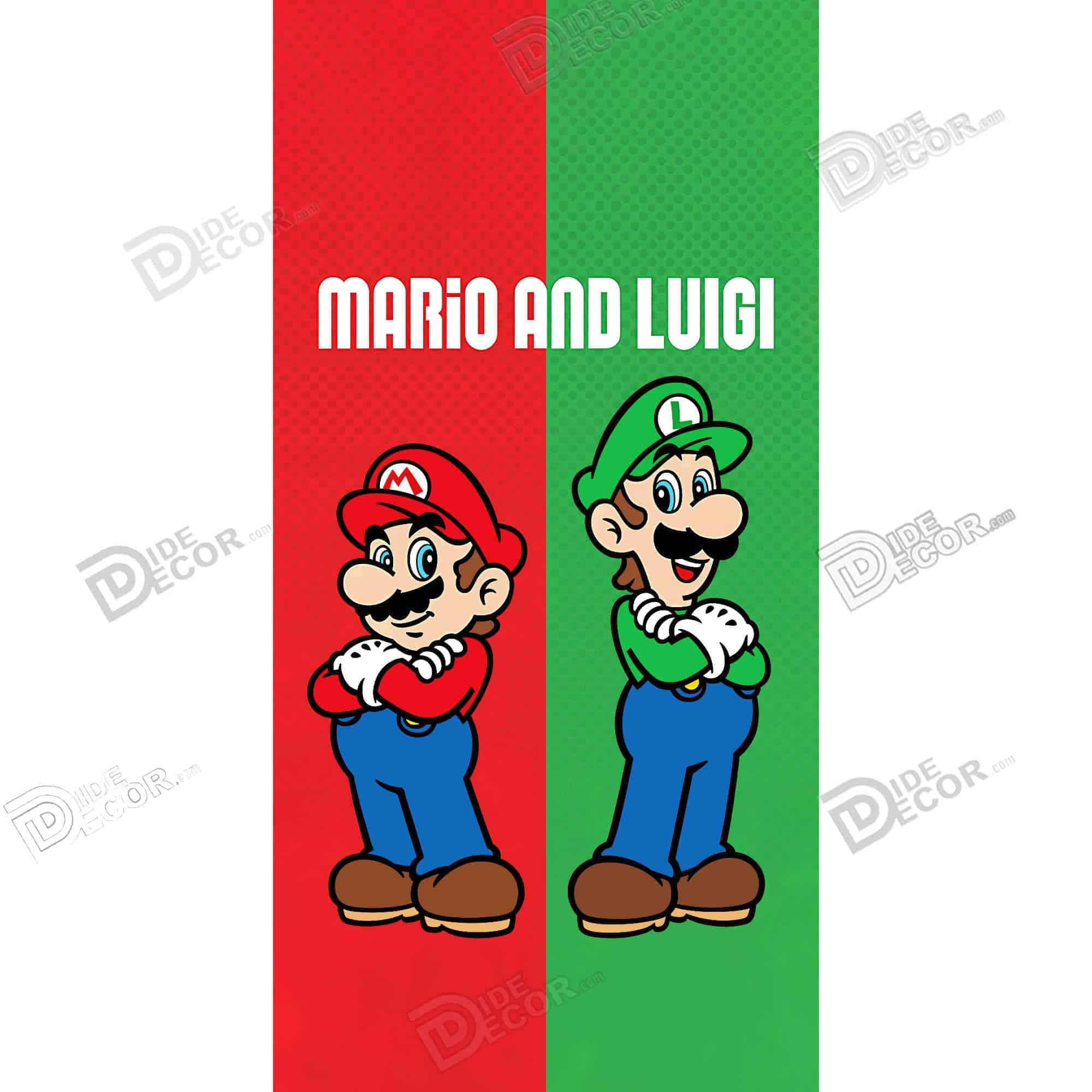 تصویر کامل چاپ پرده شید چاپی کد sk-030 - پرده شید چاپی طرح Mario Luigi با شخصیت Mario Luigi رنگ قرمز سبز.