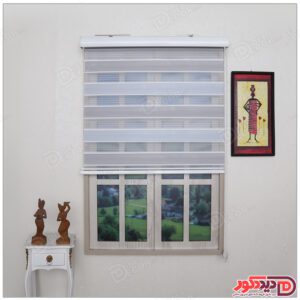 پرده زبرا شیری میکرو پلیسه آبی و سرمه ای کد SND-5006-107