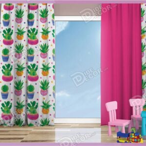 پرده پانچ کودک دختر بچه گل و رنگ صورتی K-104