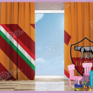پرده پانچ کودک کد K-125 به رنگ نارنجی بوده و این پرده اتاق خواب پسرانه با علامت پرچم تیم فوتبال ایتالیا یی آ اس رم A.S. Roma می باشد