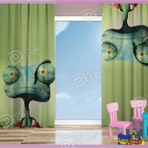 پرده پانچ کودک کد K-35 به رنگ زمینه سبز و با تصویر انیمیشن کارتونی مارمولک سبز اسکار Oscar's Oasis می باشد