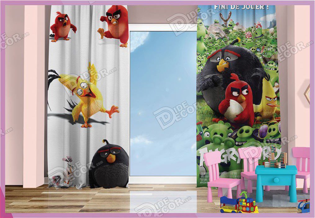 پرده پانچ کودک کد K-37 با طرح انیمیشن کارتون پرنده های خشمگین ANGRY BIRDS بوده و مناسب اتاق خواب دخترانه و پسر بچه