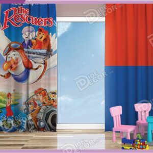 پرده پانچ کودک کد K-40 با تصویر دو موش سوار بر پرنده از انیمیشن کارتونی امدادگران ( نجات دهندگان The Rescuers ) می باشد