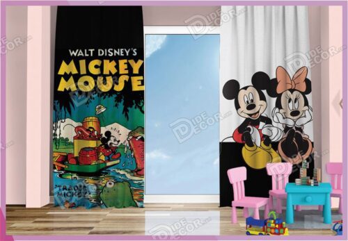 پرده پانچ کودک کد K-53 با تصویر انیمیشن کارتونی میکی موس mickey mouse از والت دیزنی بوده و مناسب اطاق خواب پسرانه و دختر بچه