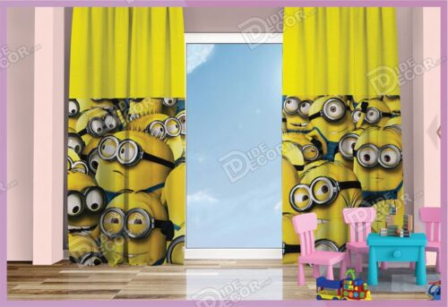 پرده پانچ کودک کد K-56 با طرح موجودات زرد رنگ در انیمیشن کارتونی مینیون ها Minions بوده و مناسب اتاق بچه ها می باشد