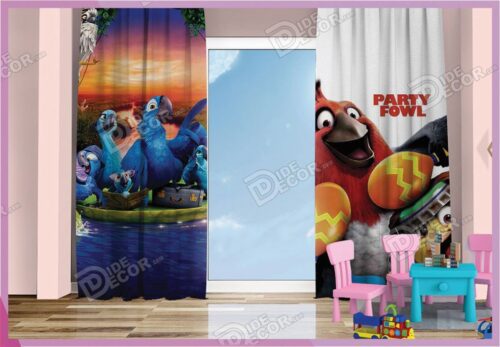 پرده پانچ کودک کد K-64 با تصویر انیمیشن های کارتونی ریو طوطی آبی و پرنده قرمز رنگ بوده و مناسب اتاق خواب پسر و دختر بچه ها است پرده پانچ کودک کد K-64 با تصویر انیمیشن های کارتونی ریو طوطی آبی و پرنده قرمز رنگ بوده و مناسب اتاق خواب پسر و دختر بچه ها است