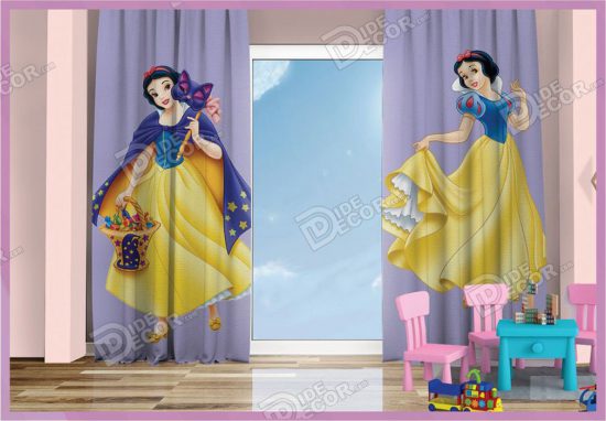 پرده پانچ کودک کد K-72 با طرح مناسب اتاق دخترانه ای از پرنسس والت دیزنی به نام سفید برفی (و هفت کوتوله) Snow White است.
