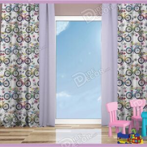 پرده پانچ کودک کد K-83 با تصویر چندین دوچرخه کوچک به رنگ های گوناگون می باشد