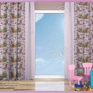 پرده پانچ کودک کد K-86 مناسب اتاق خواب دخترانه و پسر بچه ها بوده و به رنگ سفید و بنفش و با تصویر خرس عروسکی نشسته است