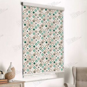 پرده شید کلاسیک کد SES-42 به رنگ سبز و طوسی قهوه ای