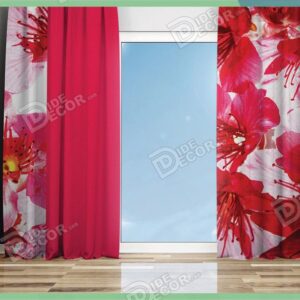 پرده پانچ گل و شکوفه قرمز M-123