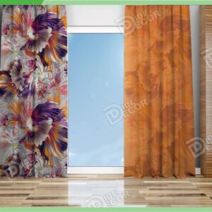پرده پانچ حیوان طرح ماهی فایتر قهوه ای مناسب اتاق M-133