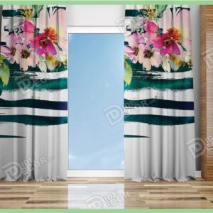 پرده پانچ گل دار کد M-137