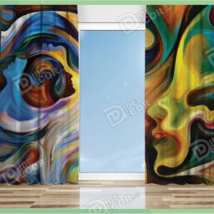 پرده پانچ نقاشی مدرن تصویر نیمرخ صورت چهار زن