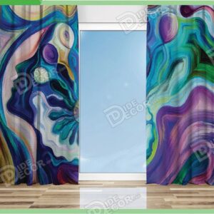 پرده پانچ کد M-157 نقاشی نیم رخ زن رنگ آبی و بنفش